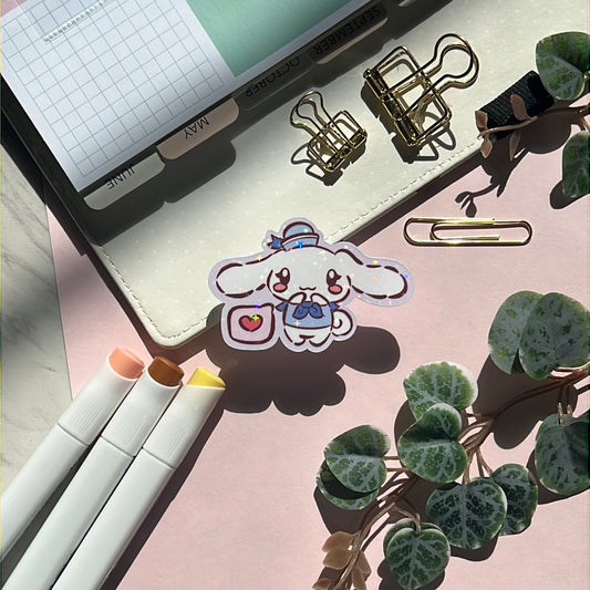 I Love You Cinna Roll San Friends Holographic Glitter Sticker