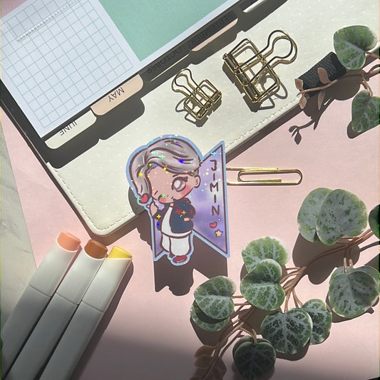 Jimin Mic Drop Holographic Glitter Sticker