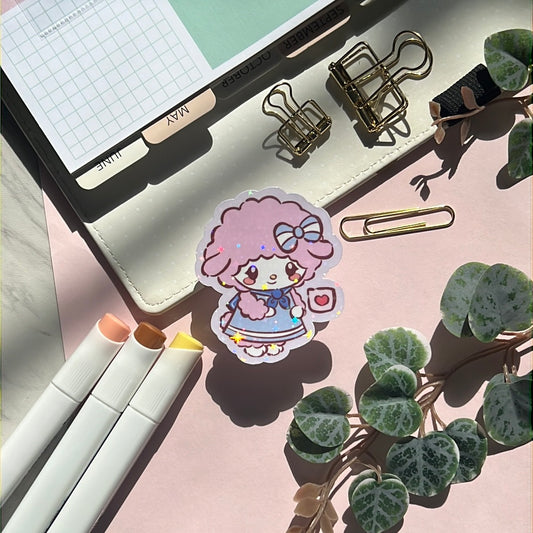 I Love You Sweet Piano San Friends Holographic Glitter Sticker