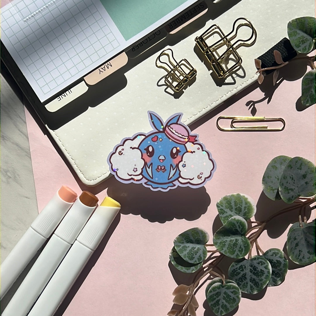 Puffy Swablu Holographic Glitter Sticker