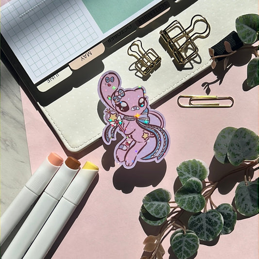 Magical Girl Mew Holographic Glitter Sticker