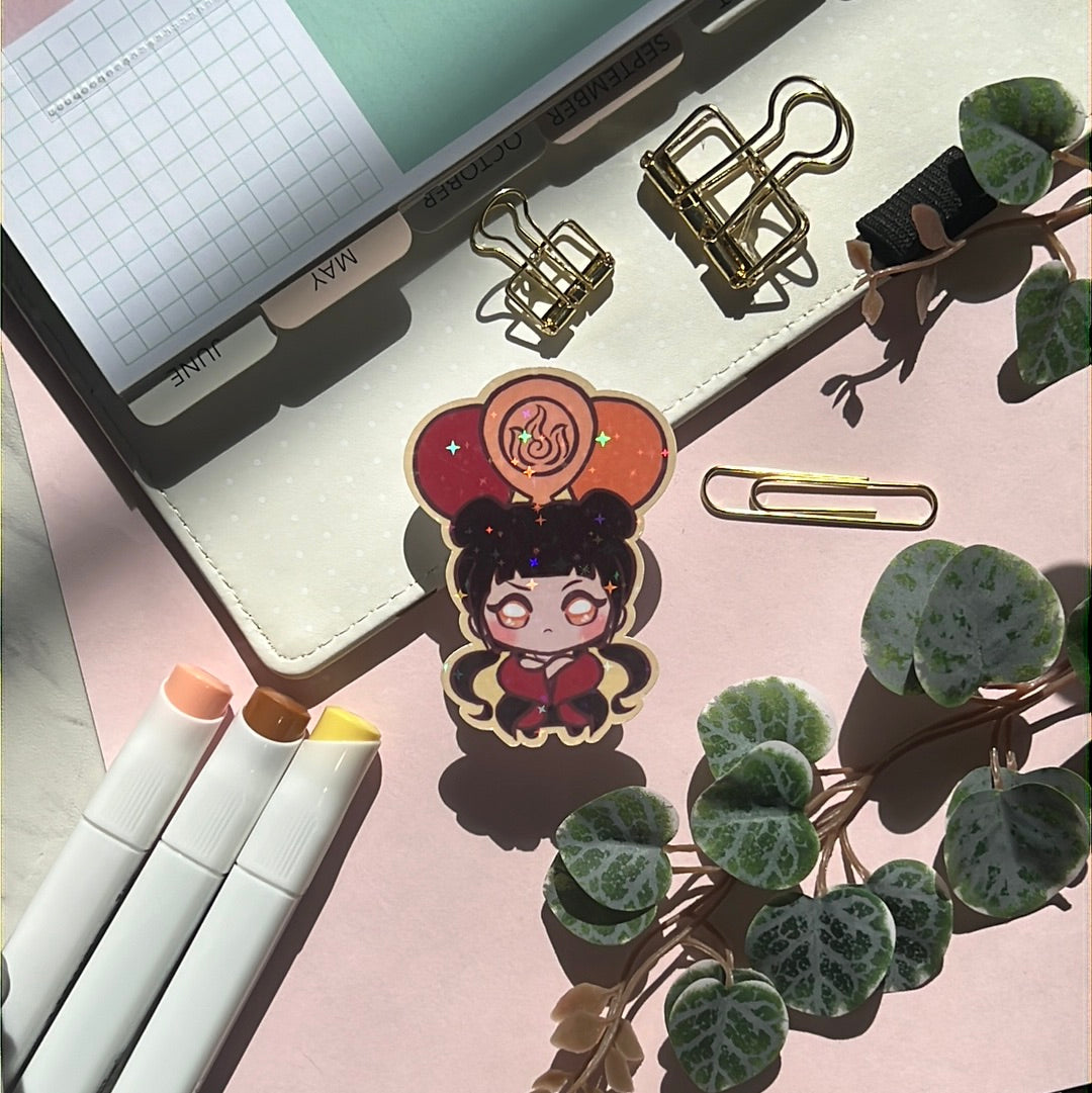 ATLA Fire Nation Warrior Holographic Glitter Sticker