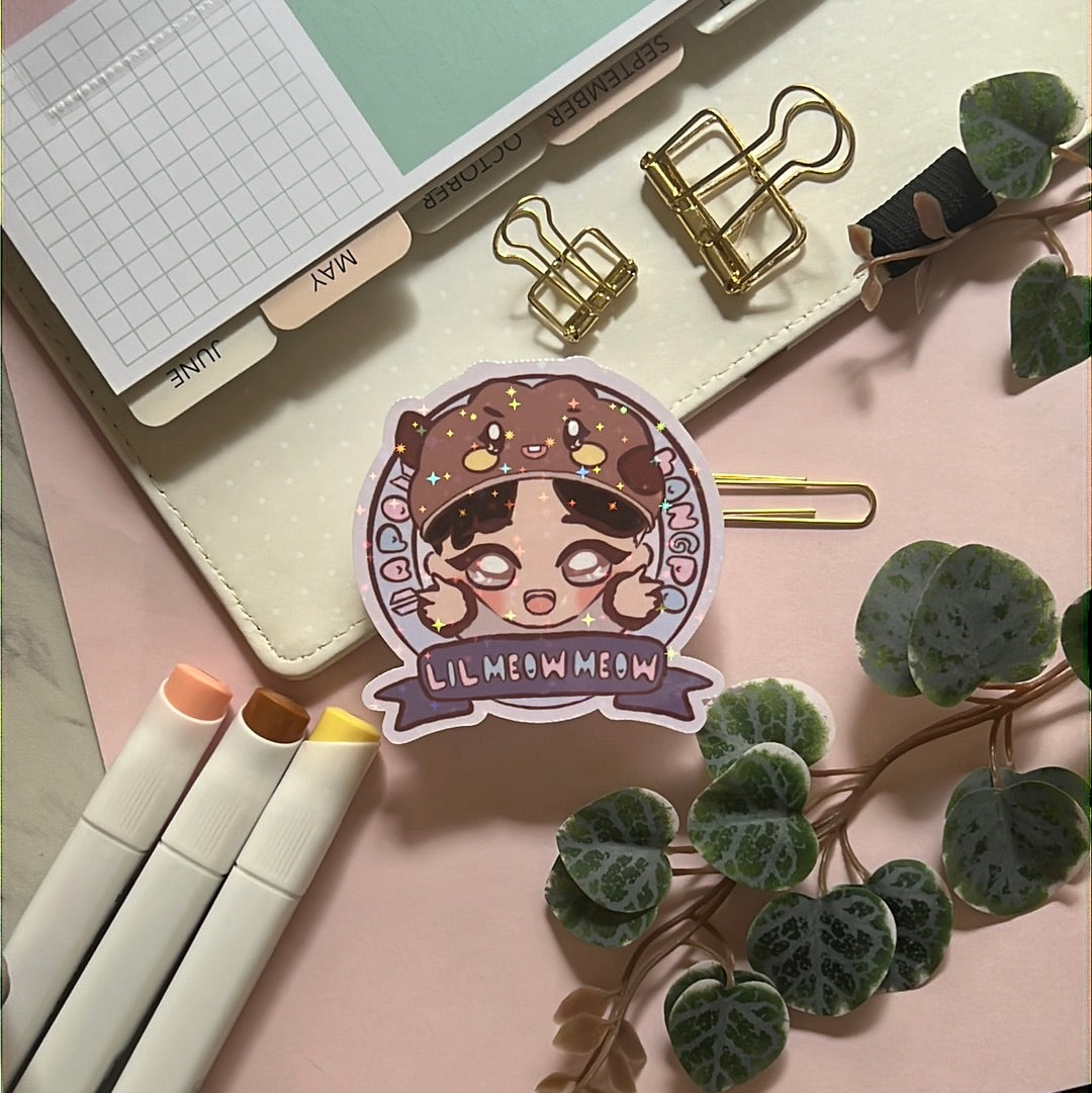 Lil Meow Meow Apo Bangpo Holographic Glitter Sticker