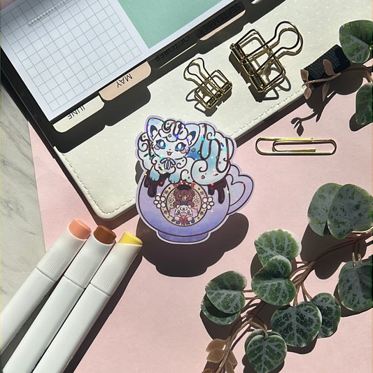 Marshmallow Vulpix Holographic Glitter Sticker