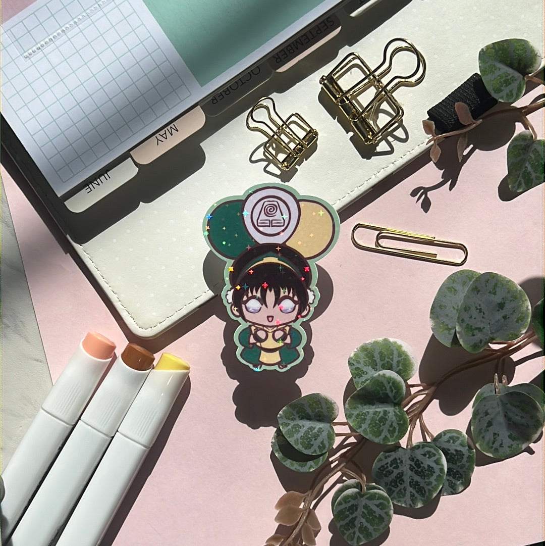 ATLA Earth Bender Holographic Glitter Sticker