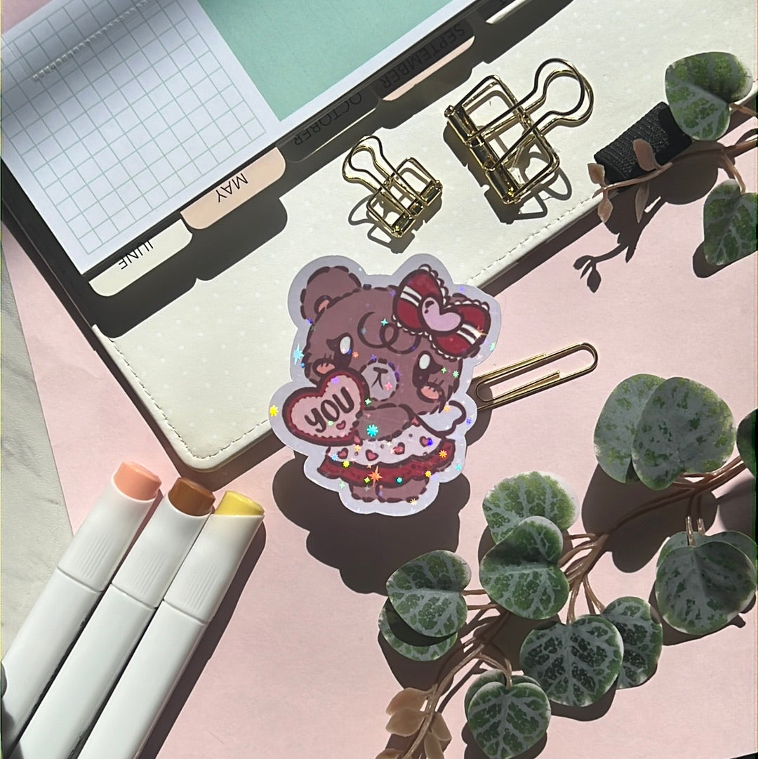 Latte Gift for You Holographic Glitter Sticker