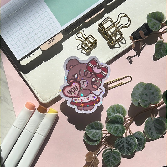 Latte Gift for You Holographic Glitter Sticker