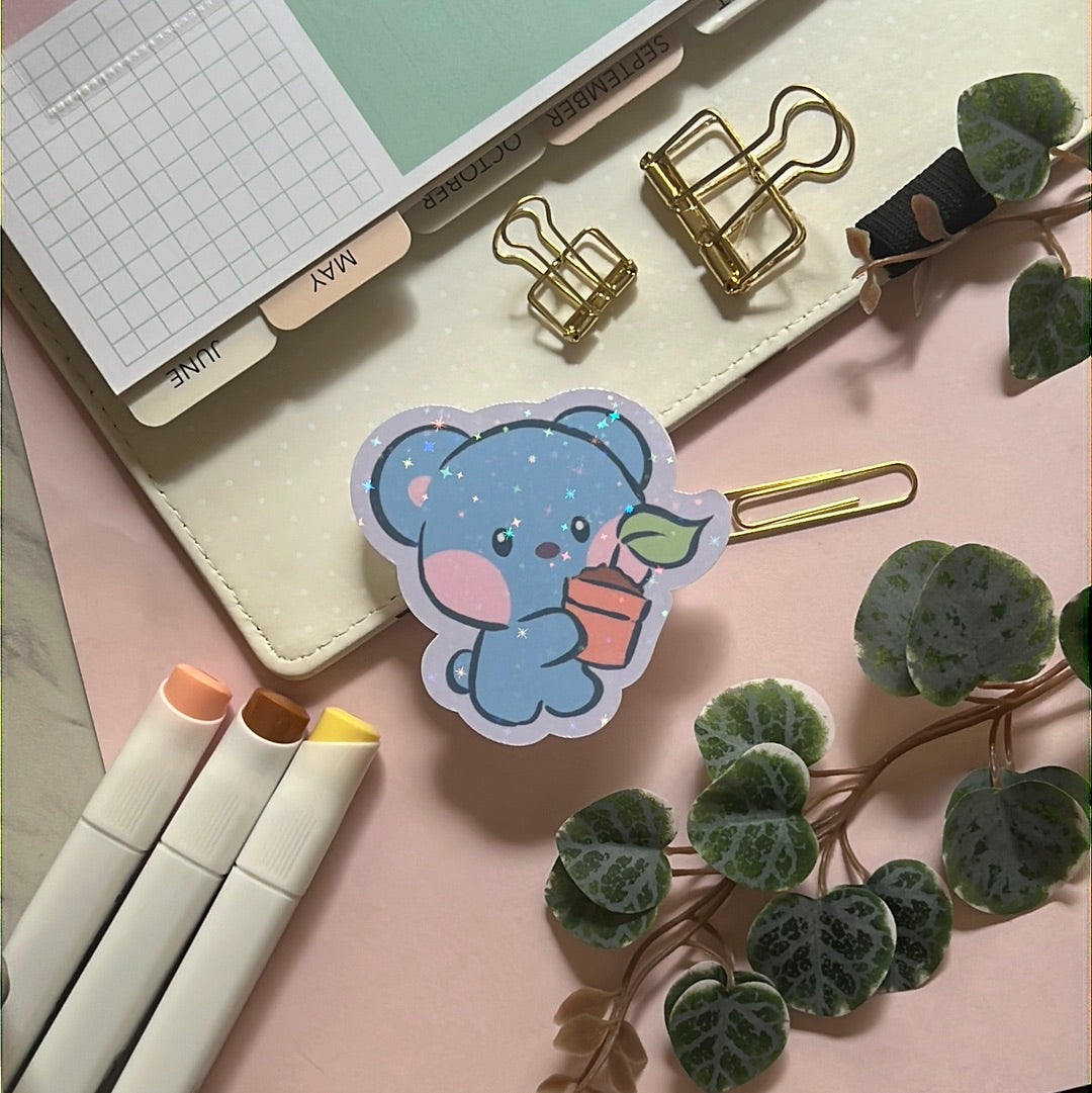 Koya Little Plant BT21 Holographic Glitter Sticker