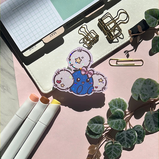Cotton Puff Jumpluff Holographic Glitter Sticker