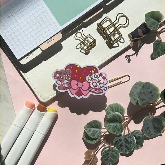 Panko & Latte Love Heart Holographic Glitter Sticker