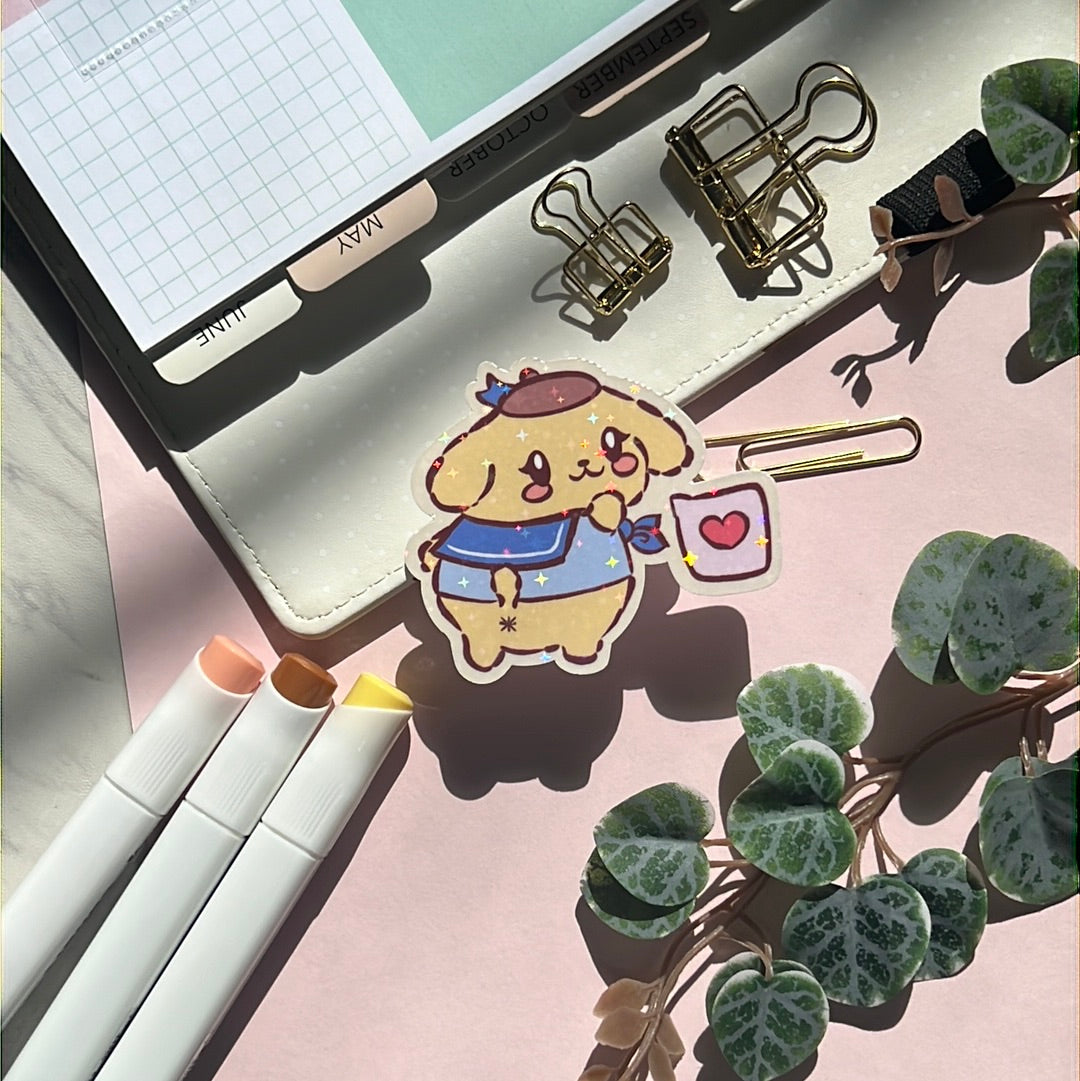 I Love You Pom Pom Rin San Friends Holographic Glitter Sticker
