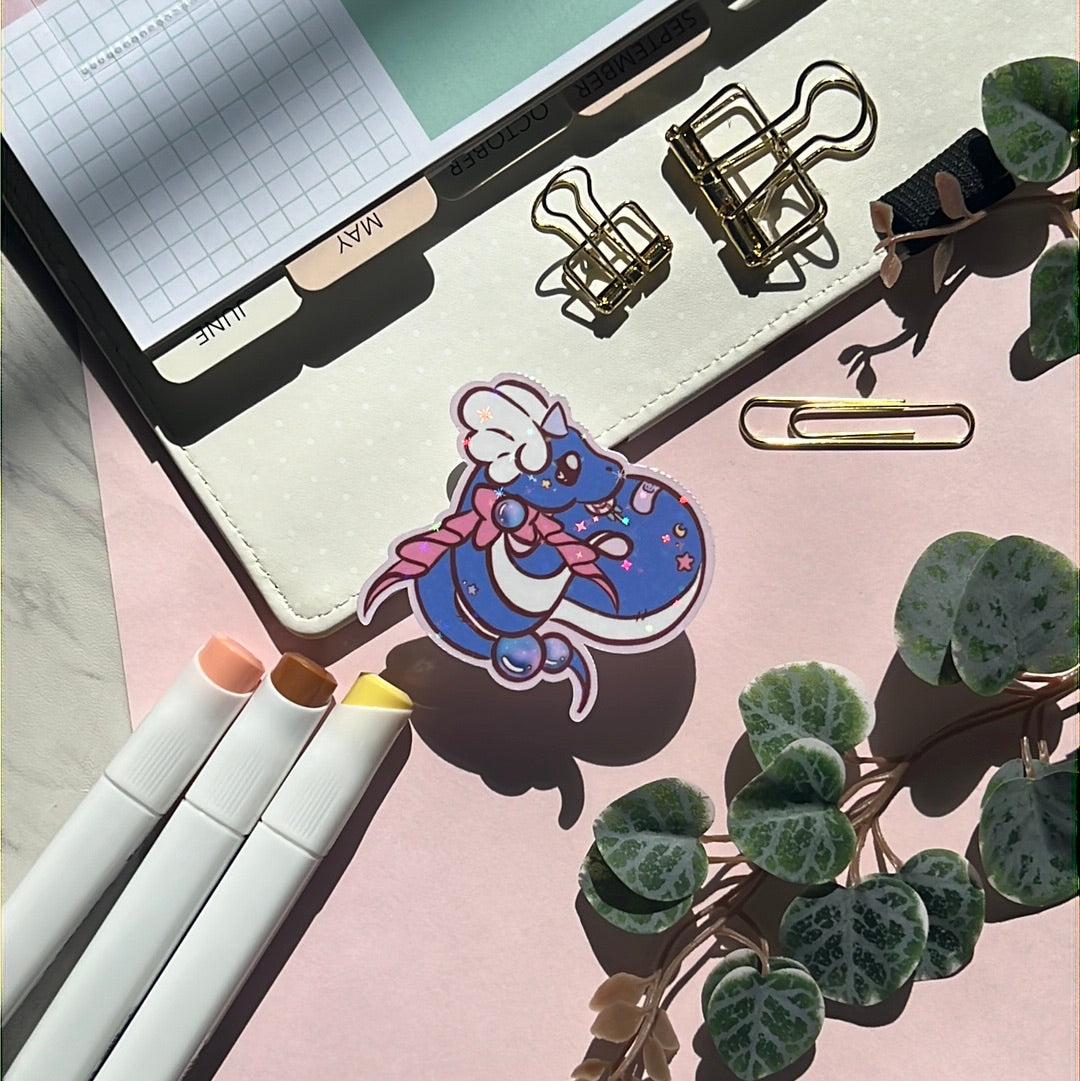 Pink Bow Dragonair Holographic Glitter Sticker