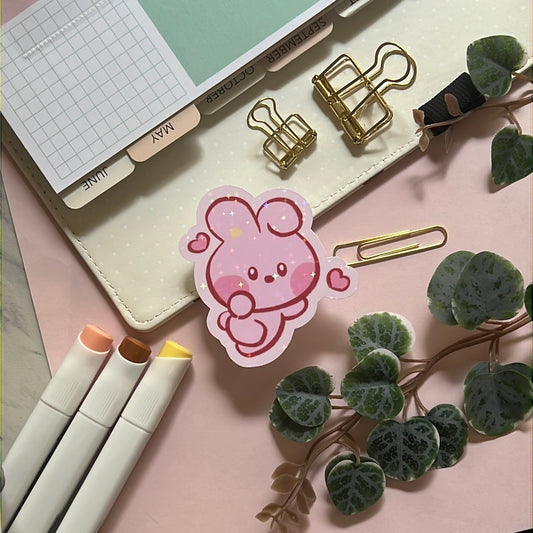 Cooky Little Heart BT21 Holographic Glitter Sticker