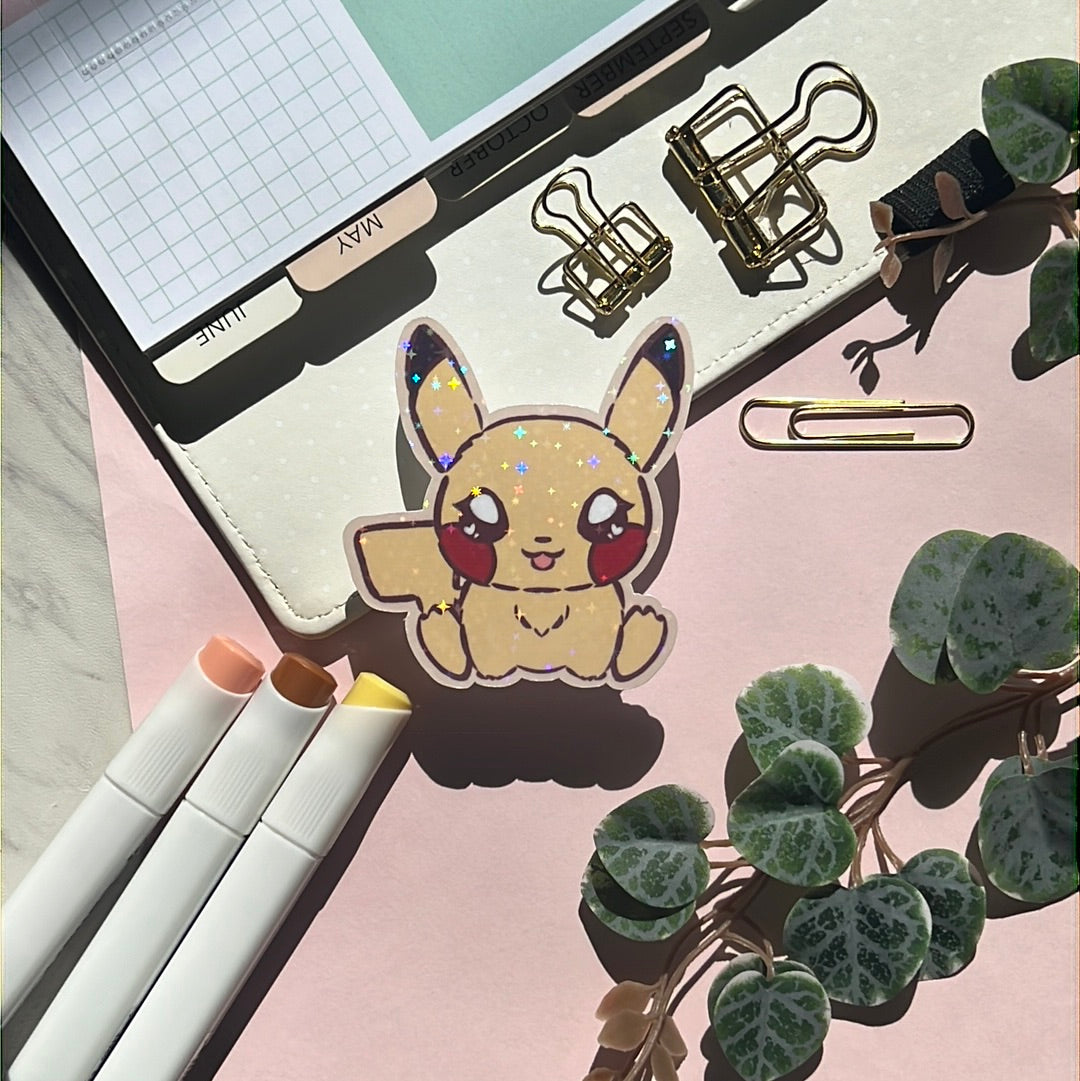Pika Friends Pika Chu Holographic Glitter Sticker