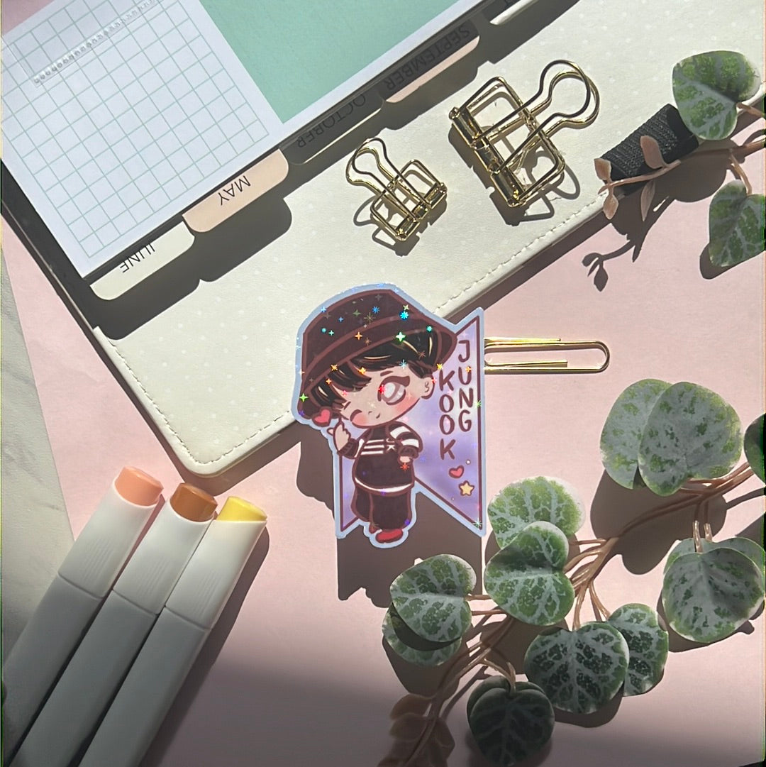 Jungkook Mic Drop Holographic Glitter Sticker