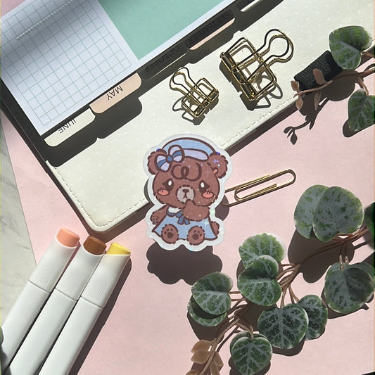 Latte Cutie Holographic Glitter Sticker