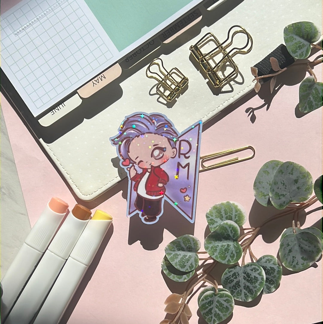 RM Mic Drop Holographic Glitter Sticker