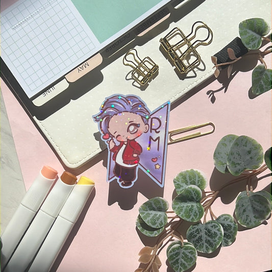 RM Mic Drop Holographic Glitter Sticker