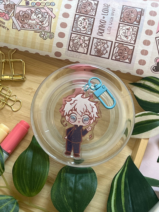 Jujutsu Sorcerer Satoru Double-Sided Glitter Keychain