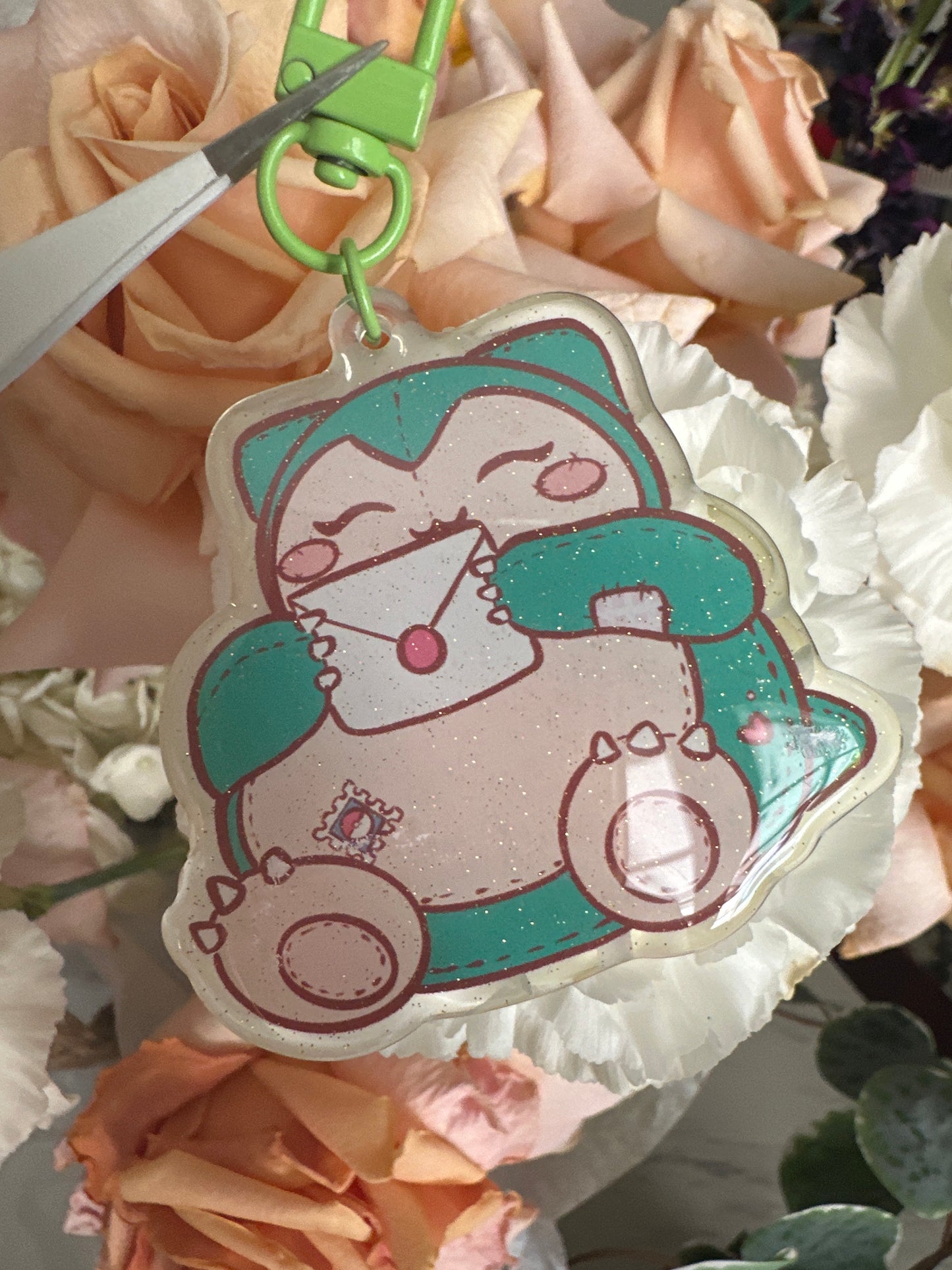 Poke Mail Double-Sided Glitter Keychain