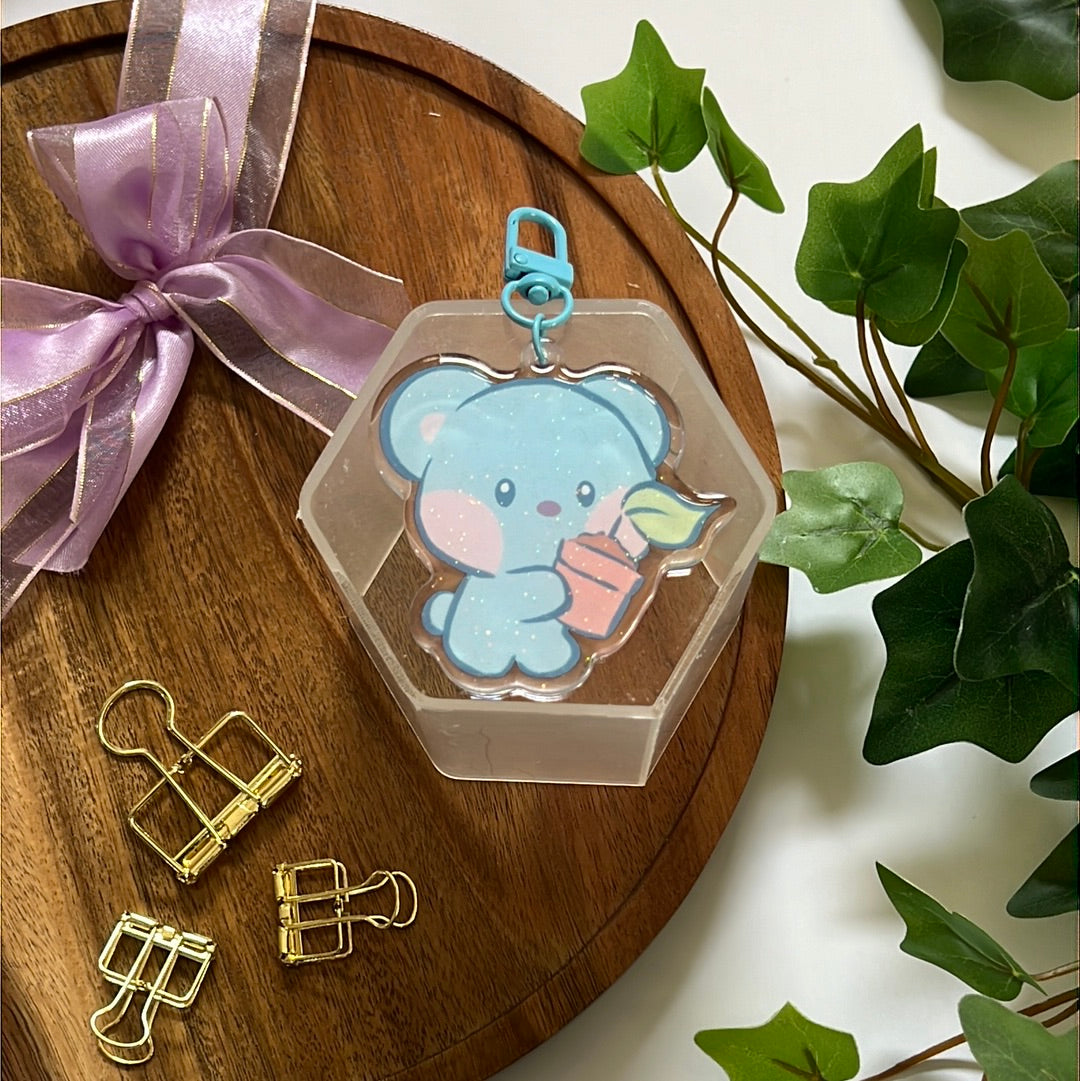 Koya Plant Double-Sided Glitter Keychain