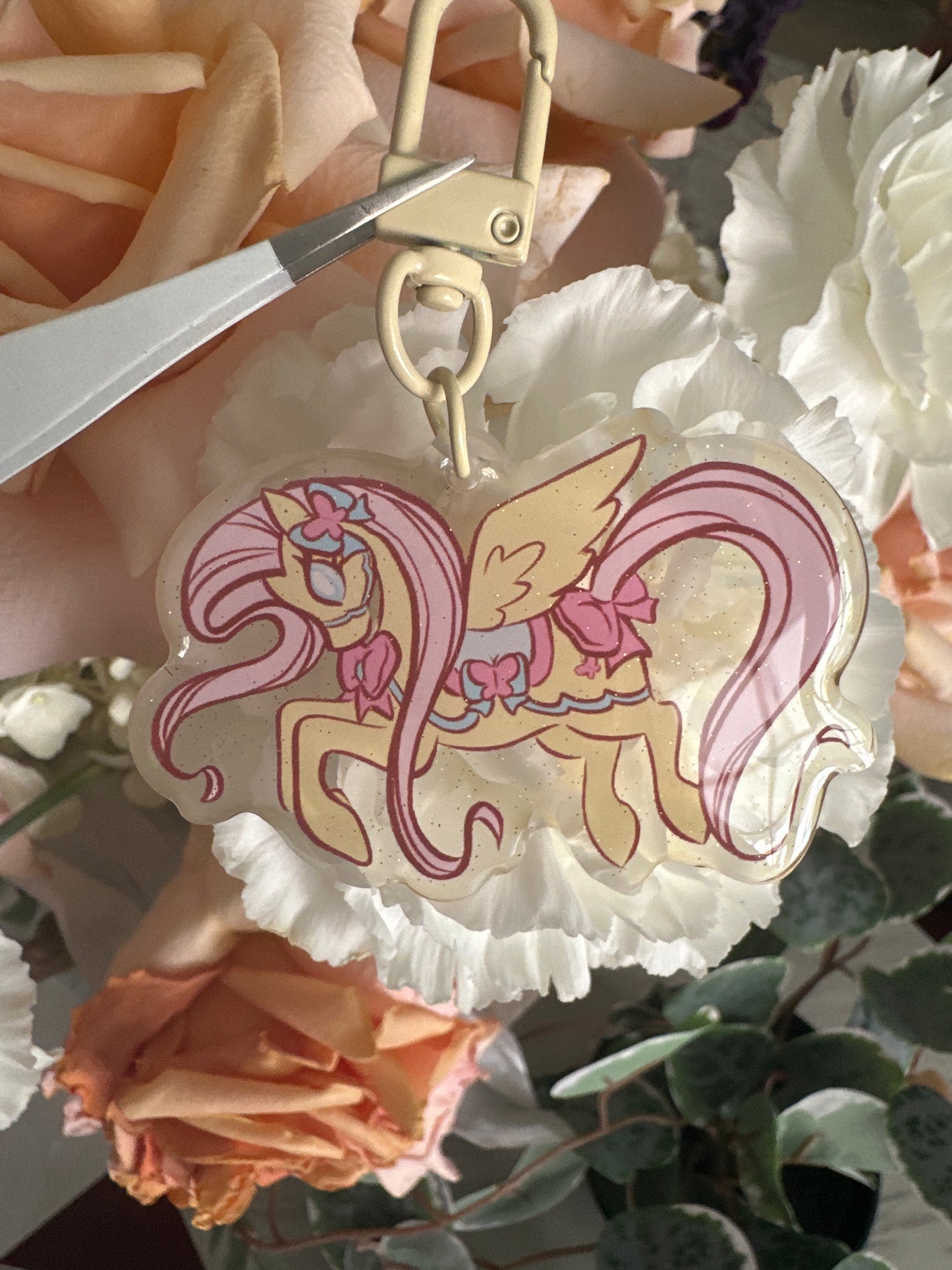 Pony Friends Double-Sided Glitter Keychain