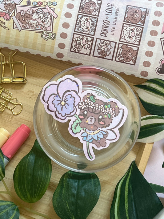 Latte Fairy Holographic Glitter Sticker