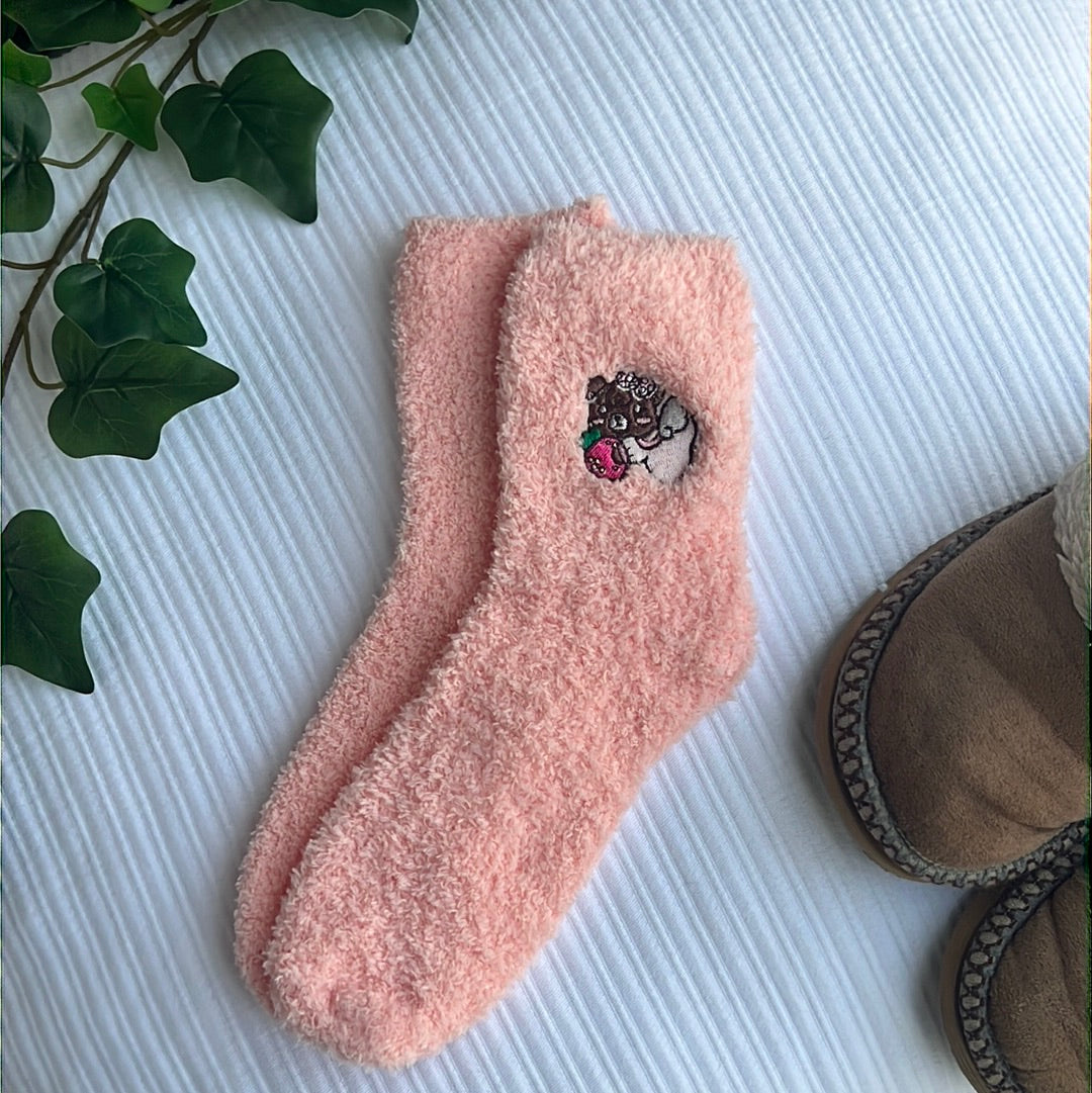 Strawberry Angel Latte Fuzzy Sock