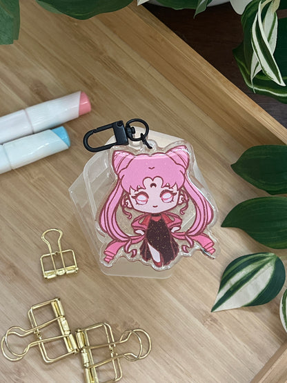 Pretty Wicked Lady Double-Sided Glitter Keychain