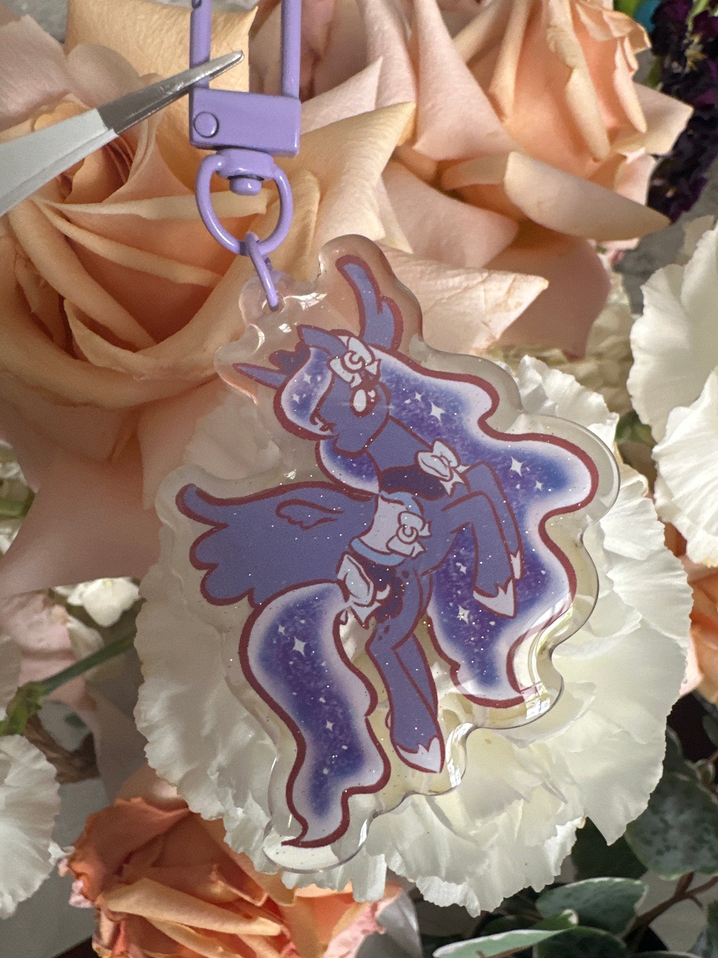Pony Friends Double-Sided Glitter Keychain
