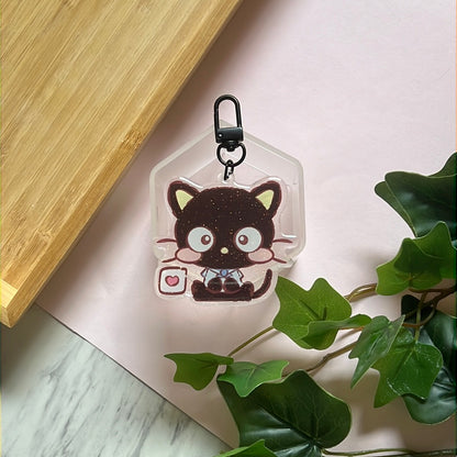 I Love You Choco Cat San Friends Double-Sided Glitter Keychain