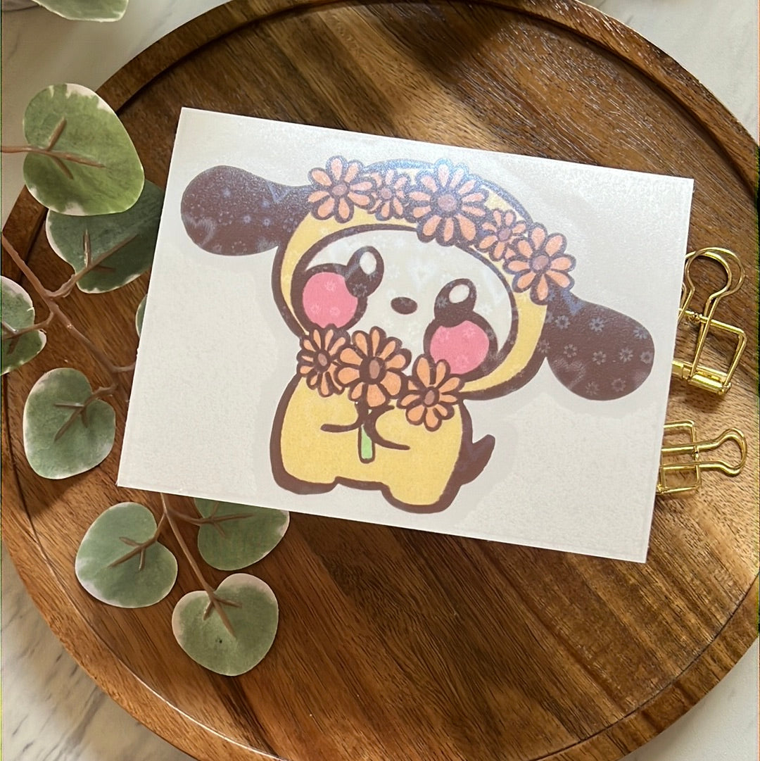 BT21 Flower Power Chimmy Holographic Heart Decal