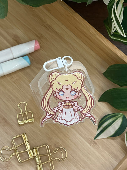 Pretty Princess Serenity Double-Sided Glitter Keychain