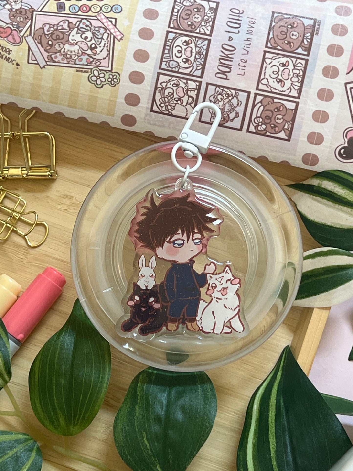 Jujutsu Sorcerer Fushiguro Double-Sided Glitter Keychain