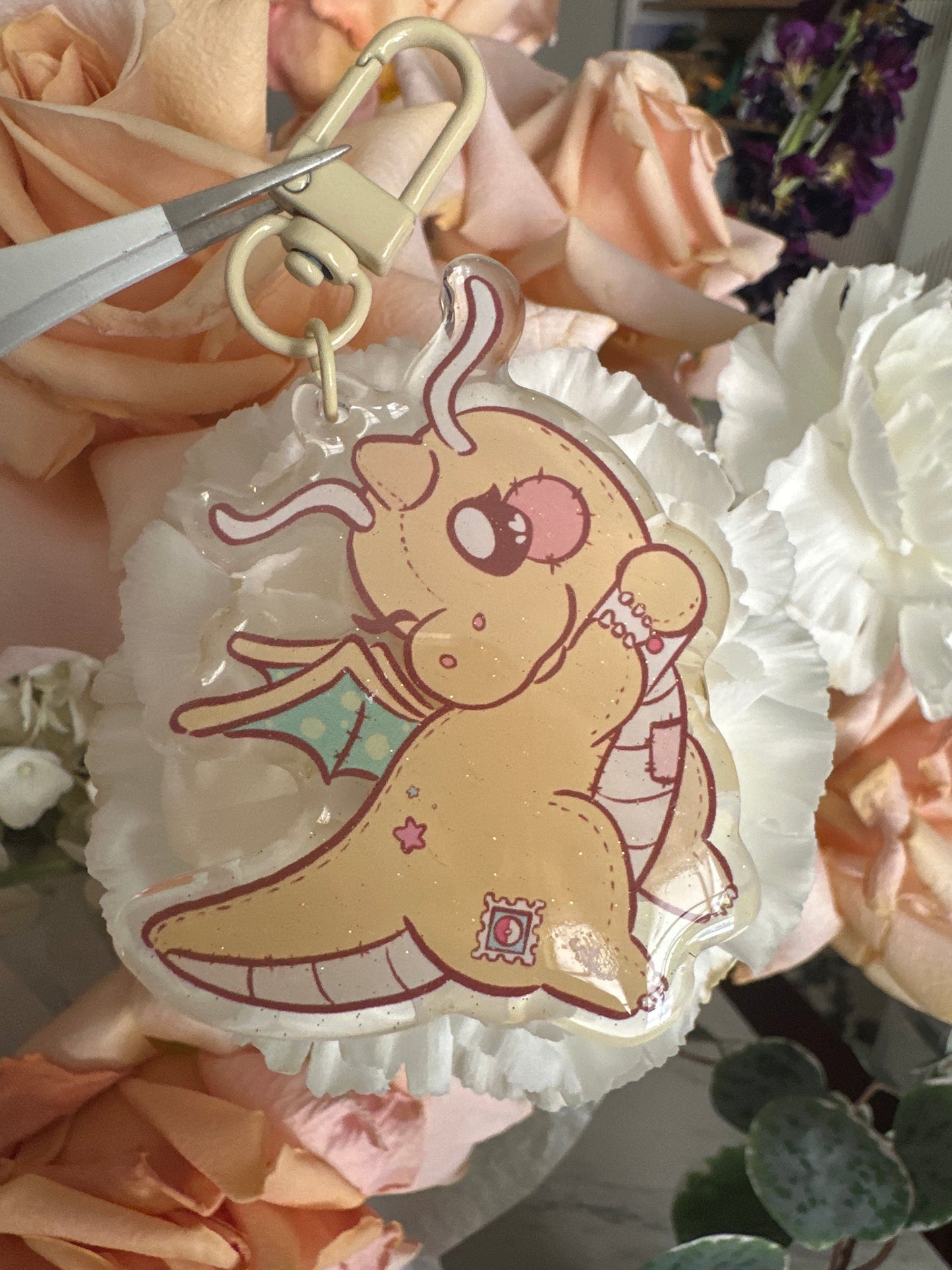 Poke Mail Double-Sided Glitter Keychain