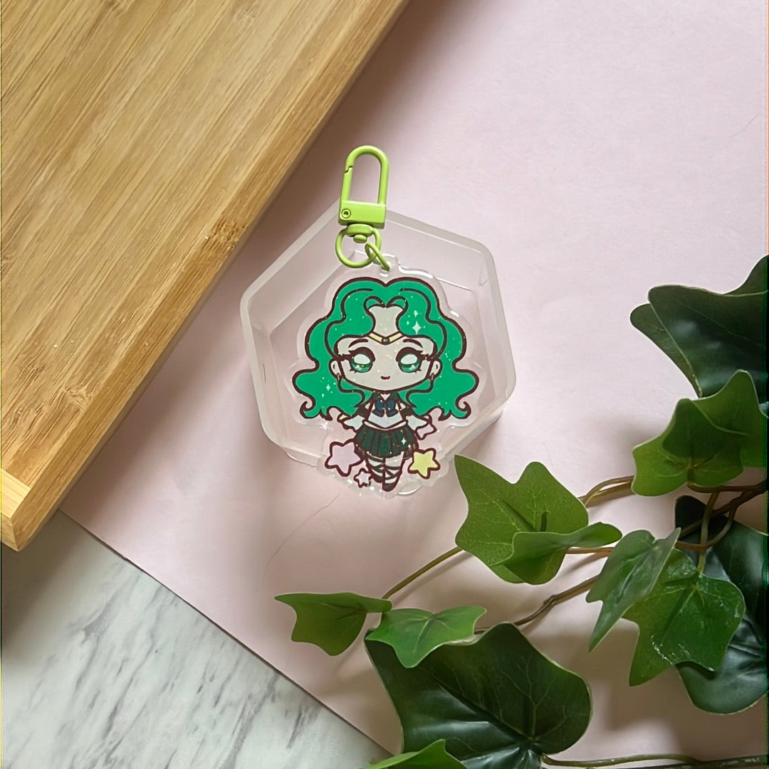 Pretty Neptune Guardian Double-Sided Glitter Keychain