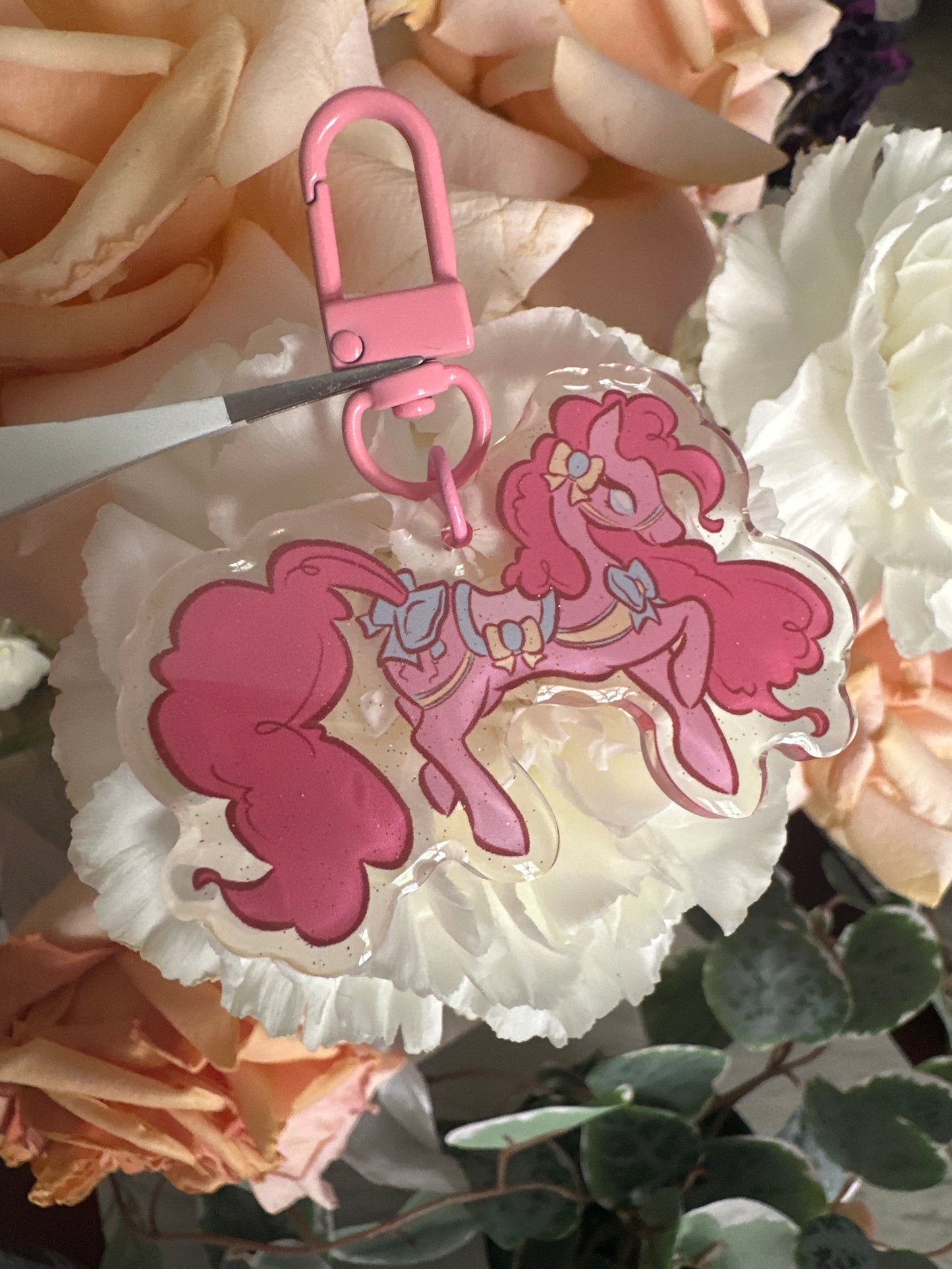 Pony Friends Double-Sided Glitter Keychain