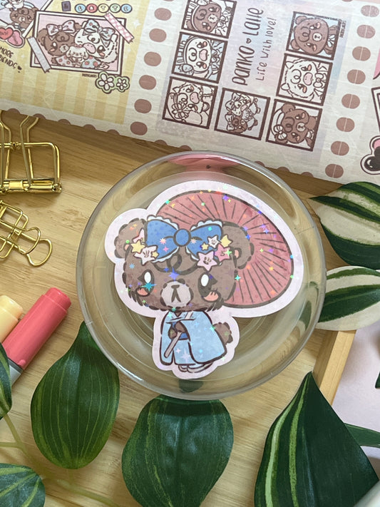 Latte Summer Yukata Holographic Glitter Sticker