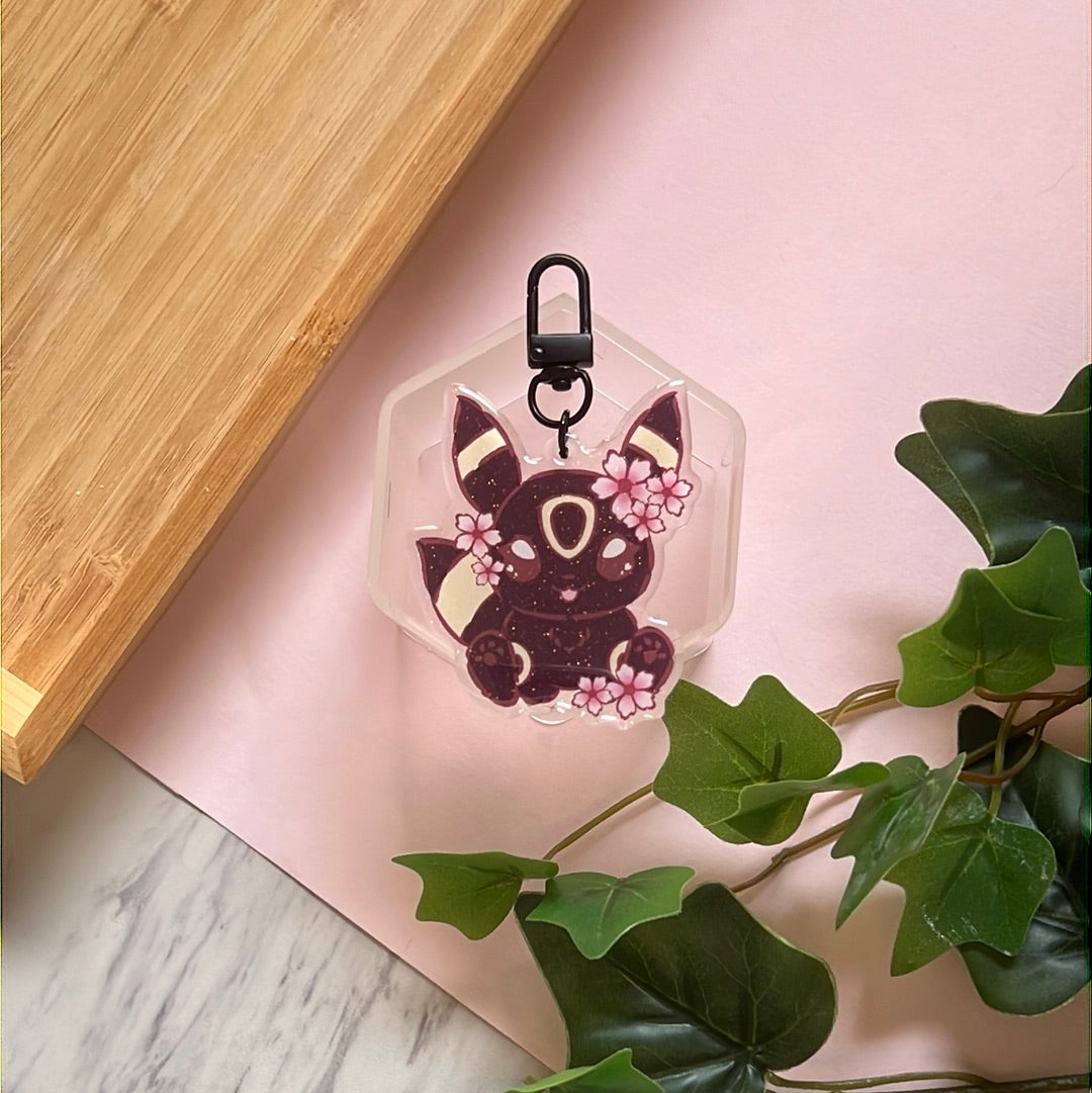 Cherry Blossoms Umbreon Double-Sided Glitter Keychain