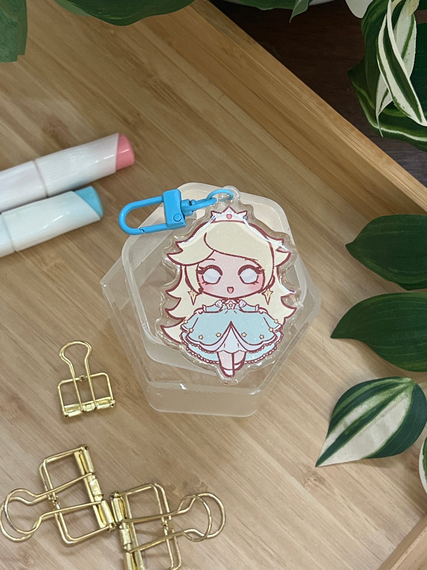 Princess Rosalina Double-Sided Glitter Keychain