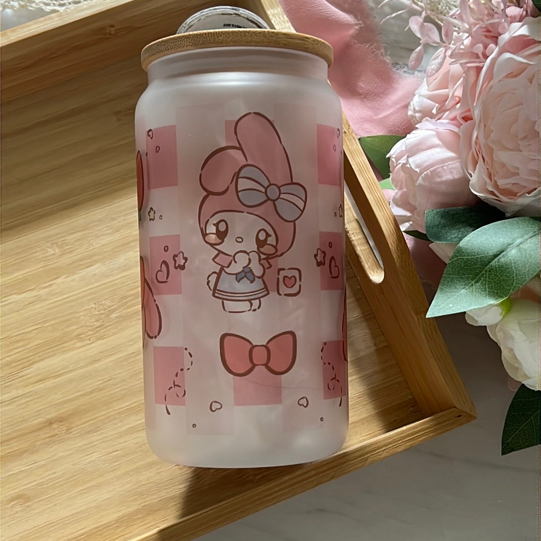 My Strawberry Melody 16oz Frosted Glass Tumbler with Glass Straw