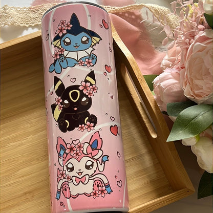 Cherry Blossoms Eeveelutions 20oz Stainless Steel Tumbler with Straw