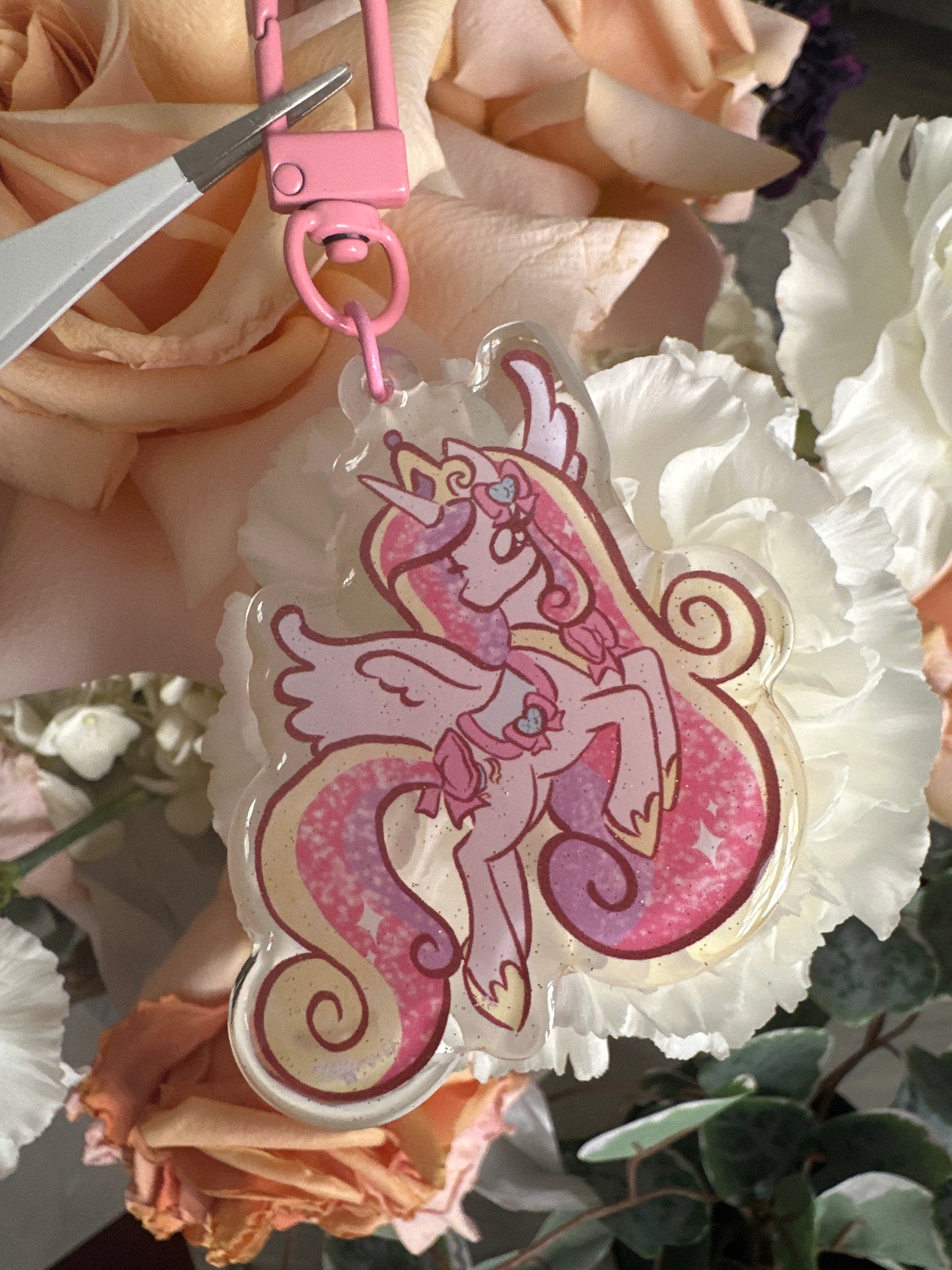 Pony Friends Double-Sided Glitter Keychain
