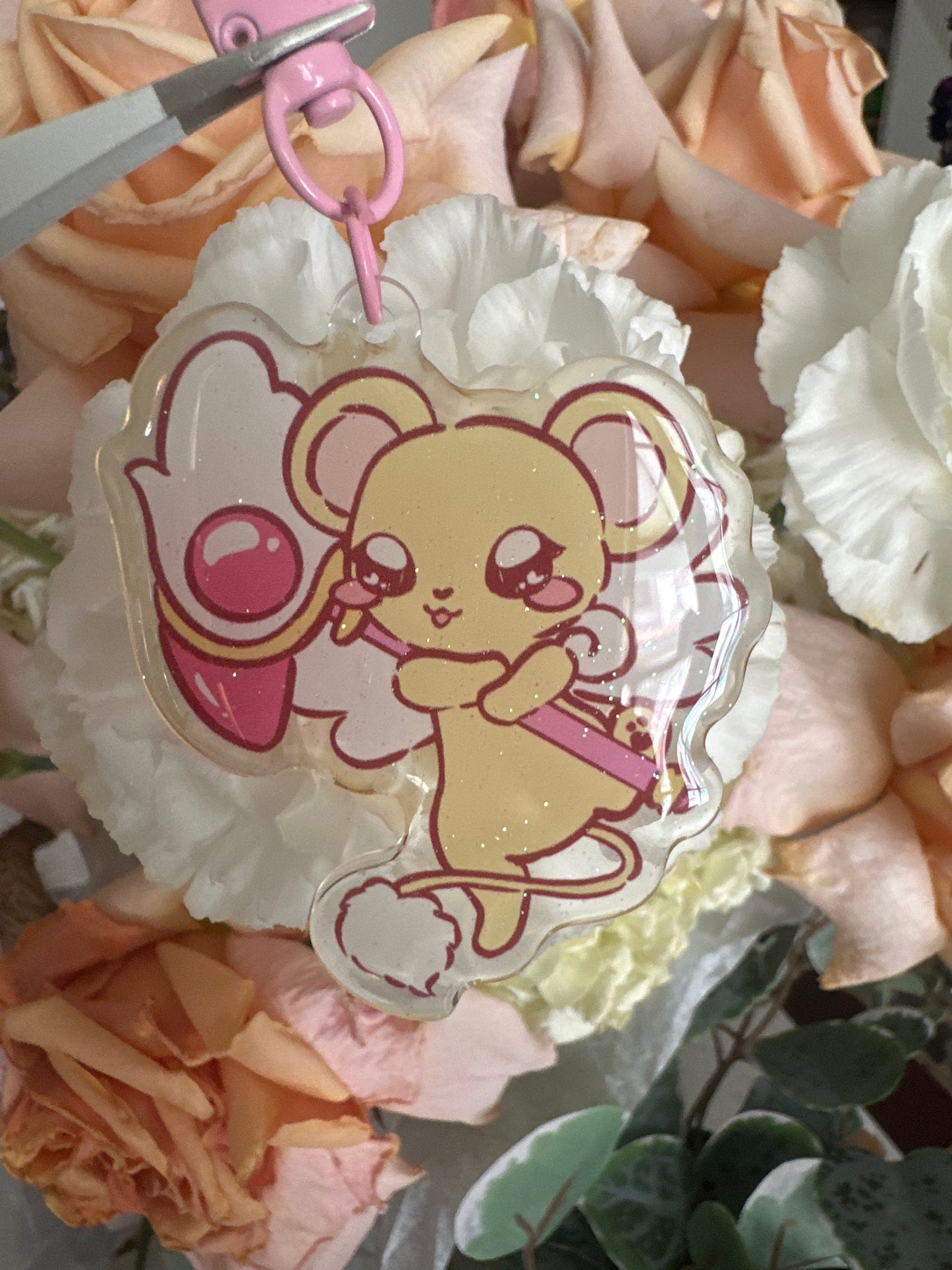 Clow Guardian Kero Double-Sided Glitter Keychain