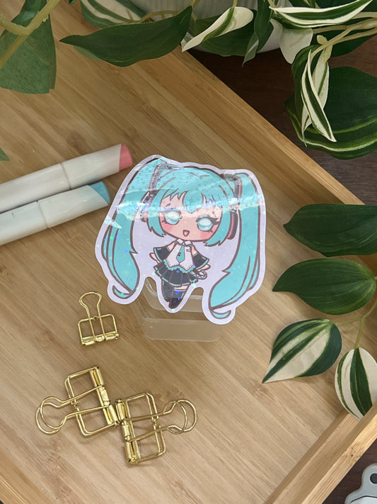 Vocaloid Pop Star Miku Holographic Glitter Sticker