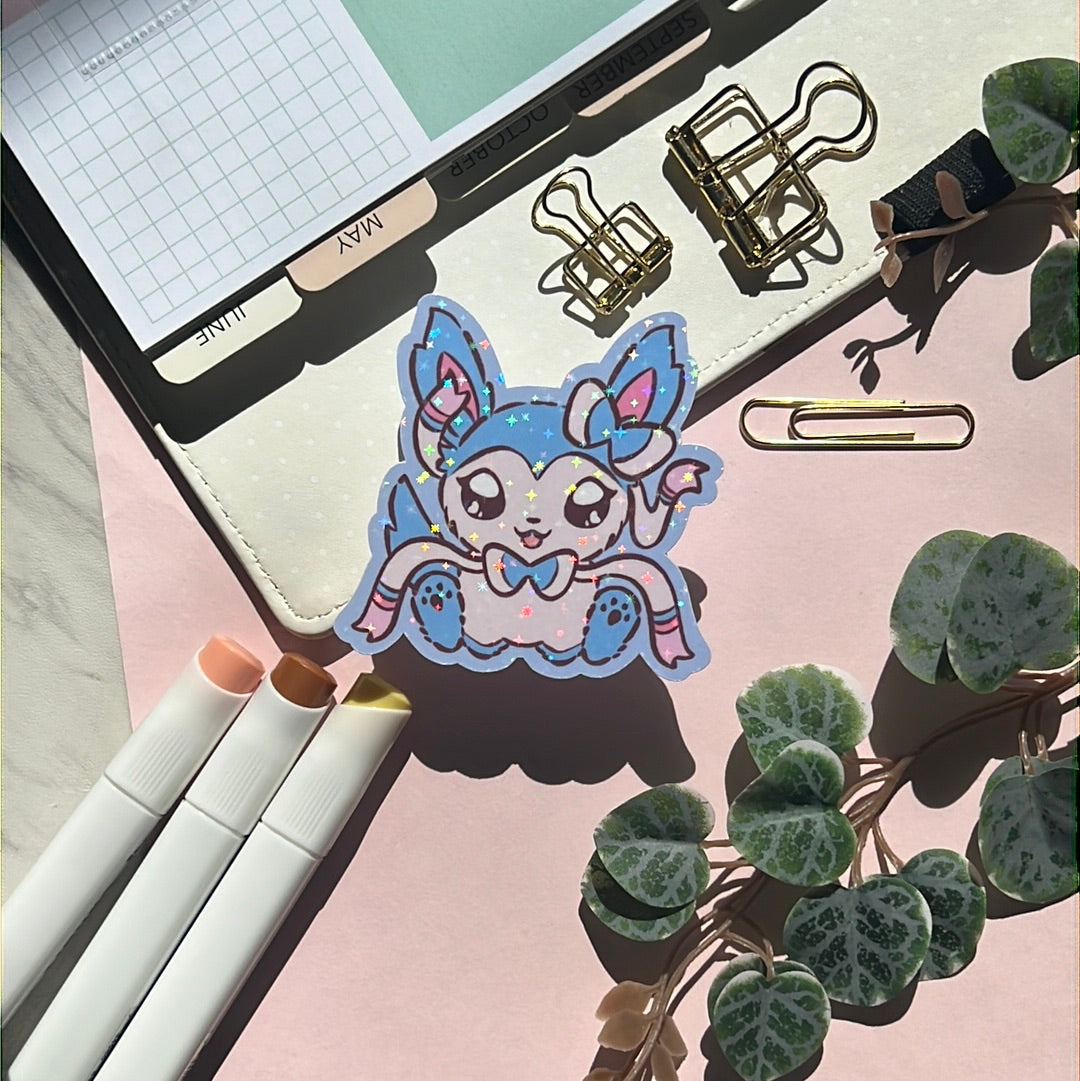 Eeveelutions Shiny Sylveon Holographic Glitter Sticker